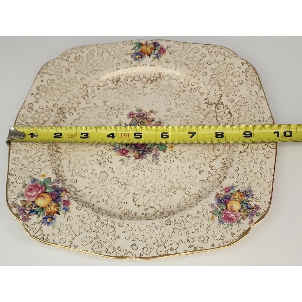 Hollinshead Kirkham Tunstall Square Plate Vintage Chintz Fruit Floral England